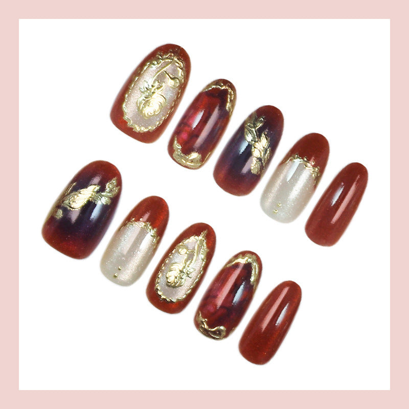 Artistic Floral-Printed Press-On Nails Stornfield