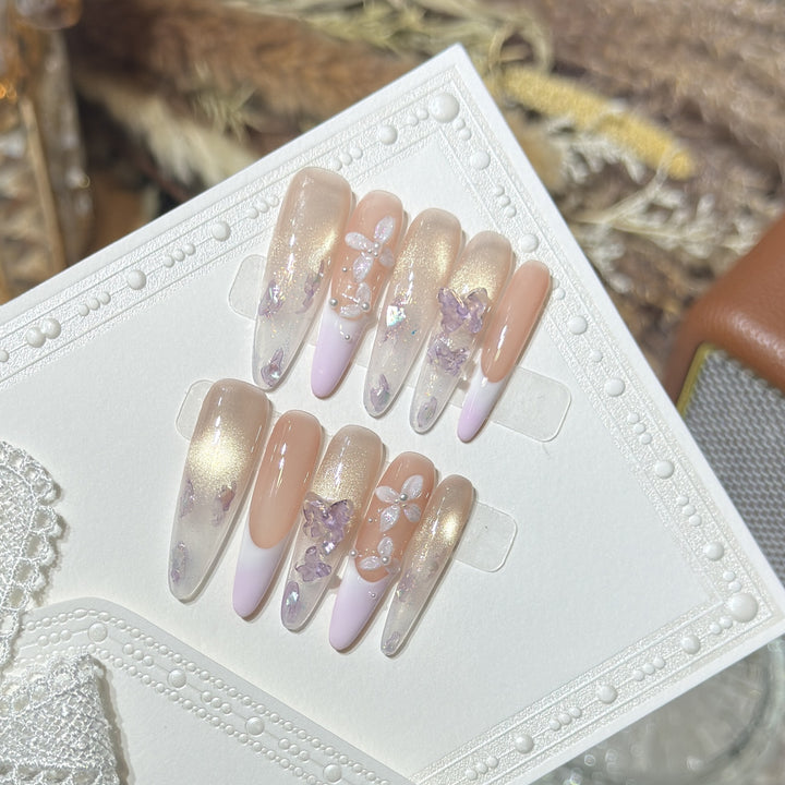 Floral-Inspired Stiletto Press-On Nail Design Stornfield