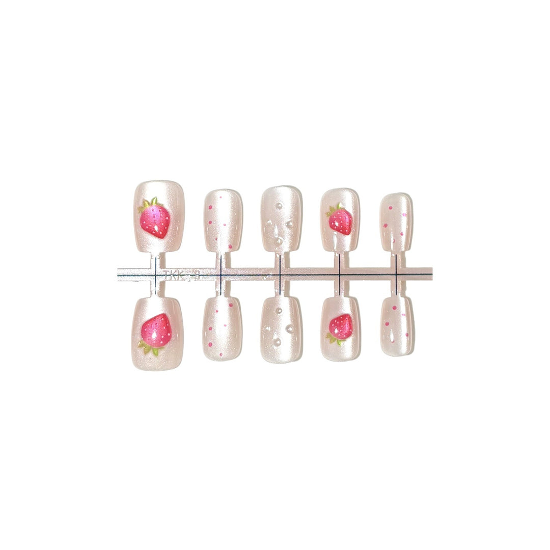 Strawberry-Themed Press-On Nail Art Set