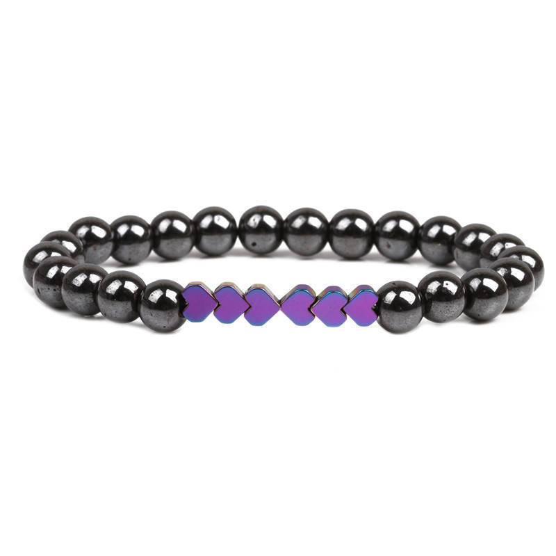Natural Stone Beaded Bracelet with Heart Accents Stornfield