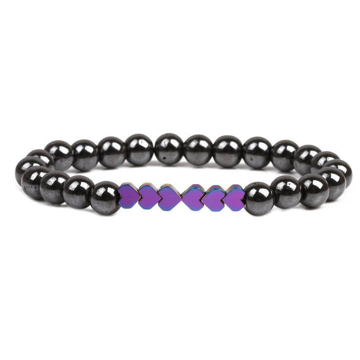 Natural Stone Beaded Bracelet with Heart Accents Stornfield