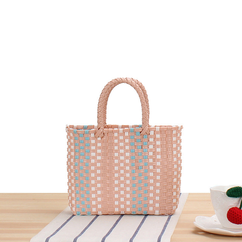 Handmade straw bag with colorful stripes Stornfield