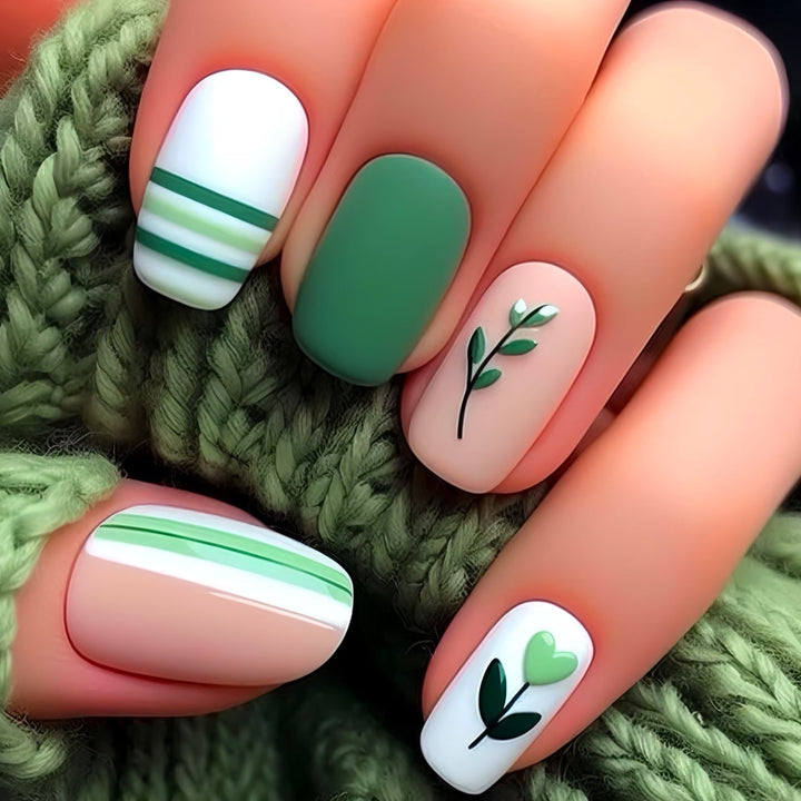 Artistic Botanical Press-On Nail Art Set Stornfield