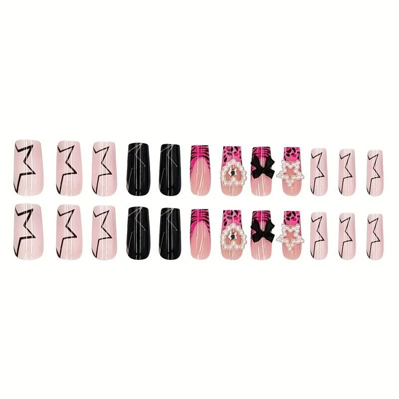 Decorative Press-On Nail Art with Pearl Accents Stornfield