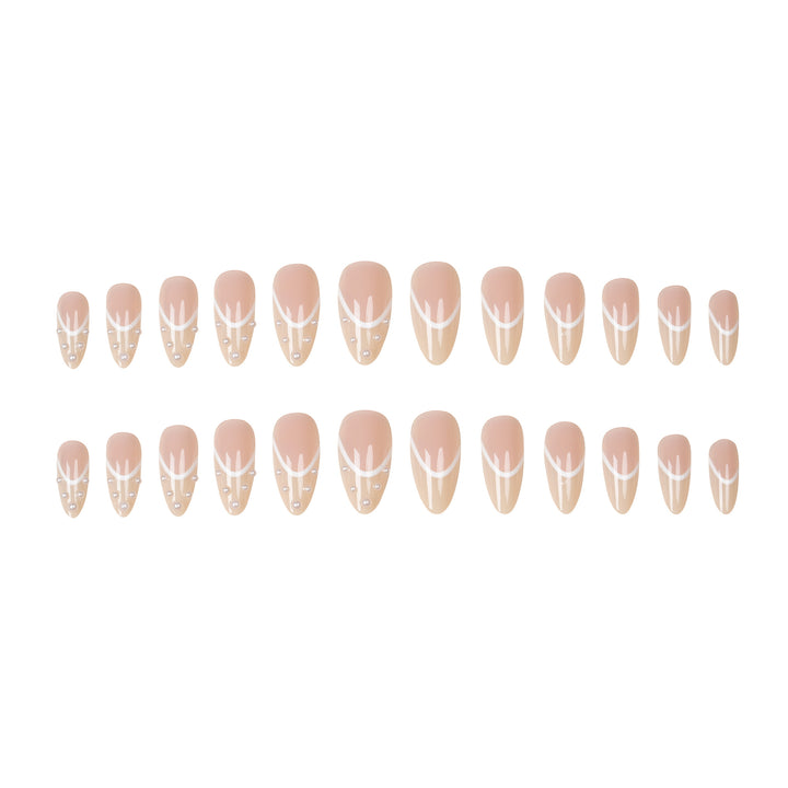 Elegant Pearl-Embellished Press-On Nail Design