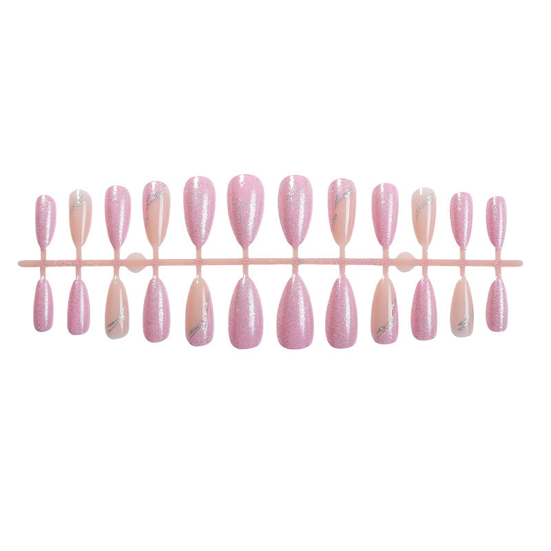 Decorative Press-On Nail Art Set with Glitter and Silver Accents Stornfield