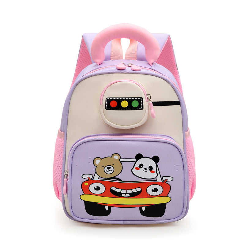 Kids' Playful Animal Car-Themed School Backpack Stornfield