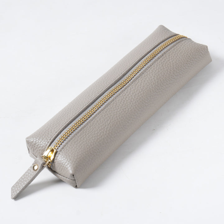 Premium Leather Pencil Case with Gold Zipper