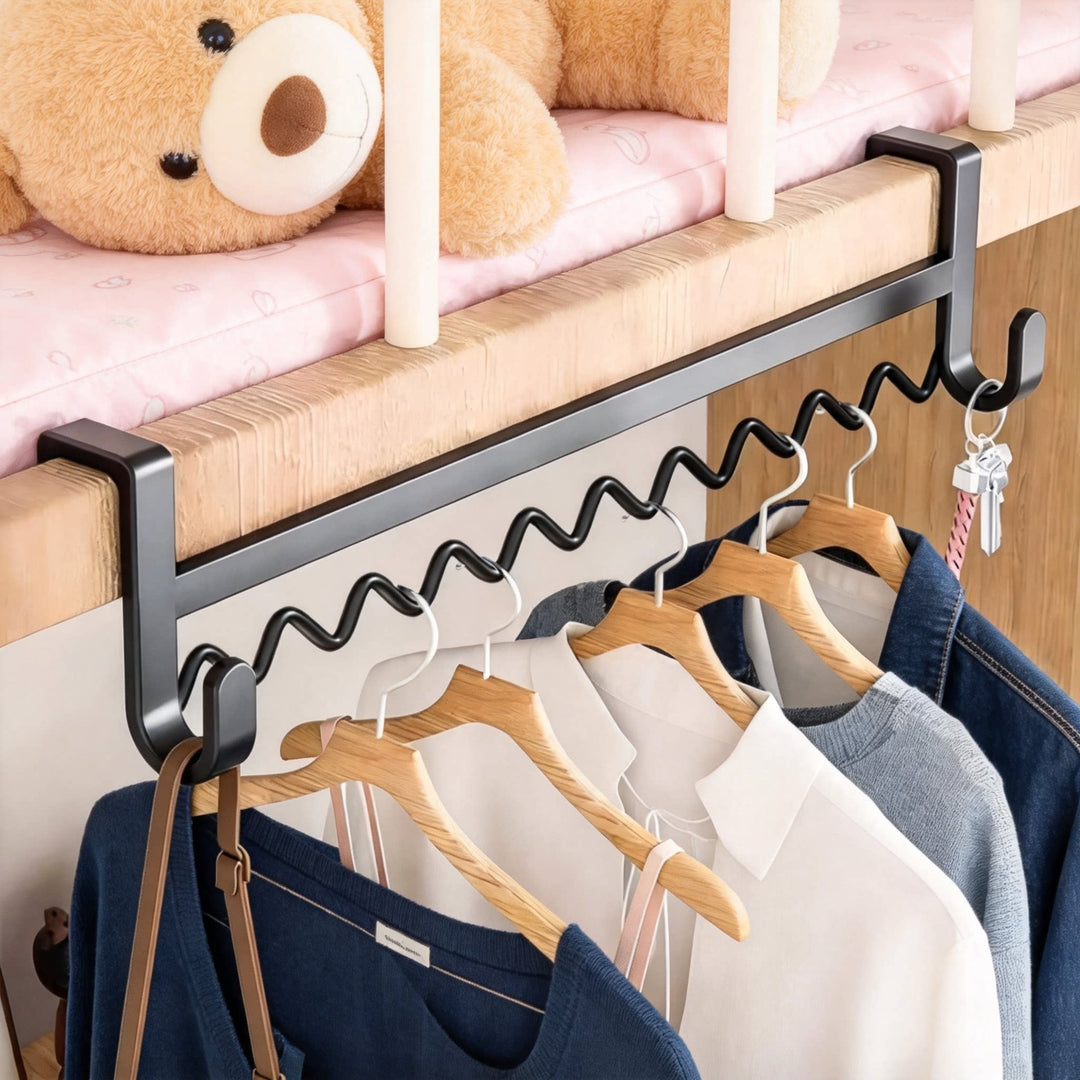 Over-Rail Bed Frame Zigzag Multi-Hanger Clothes Organizer