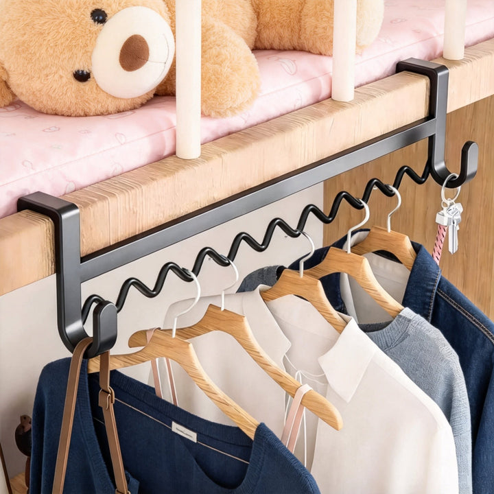 Over-Rail Bed Frame Zigzag Multi-Hanger Clothes Organizer