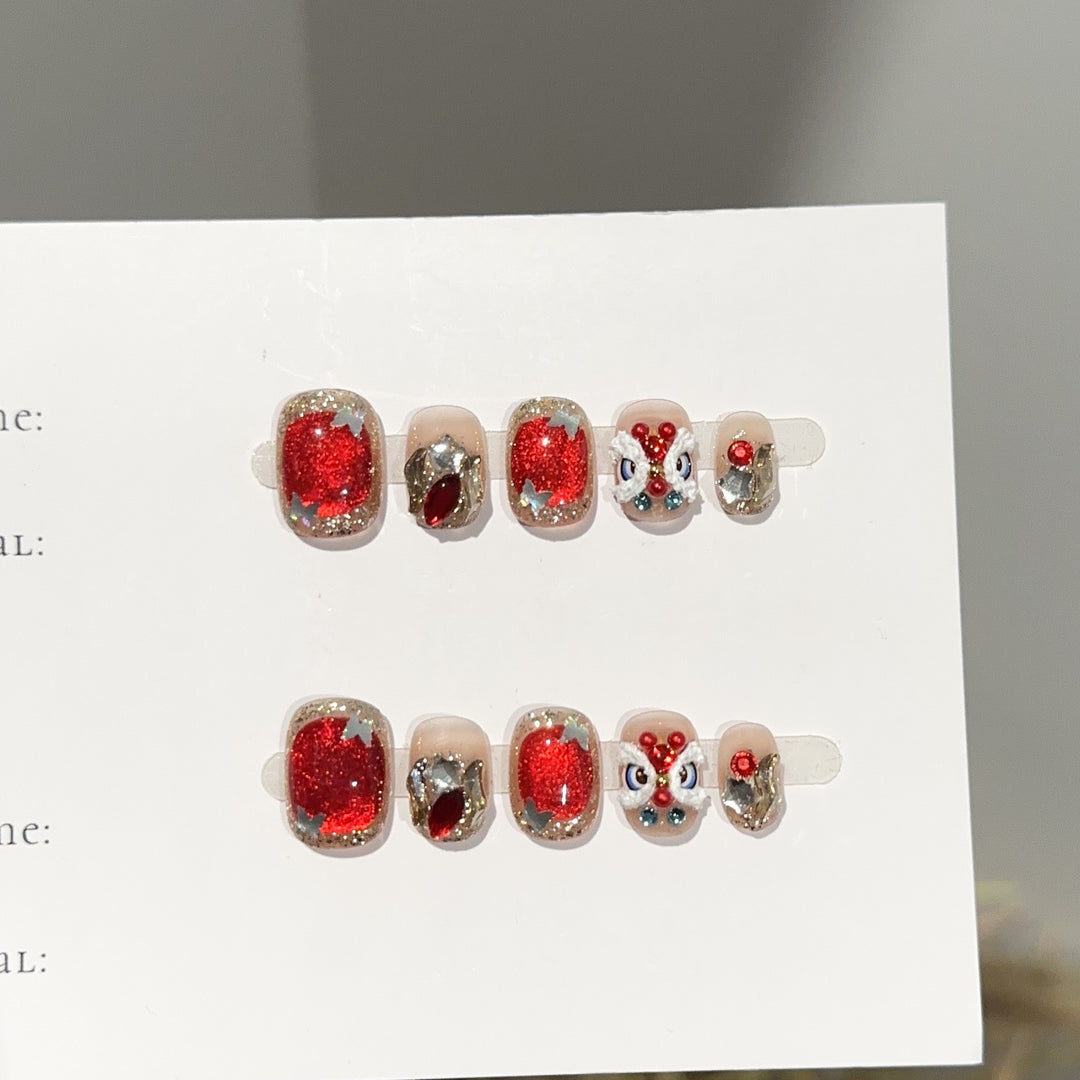 Glittery Character-Embellished Press-On Nail Set