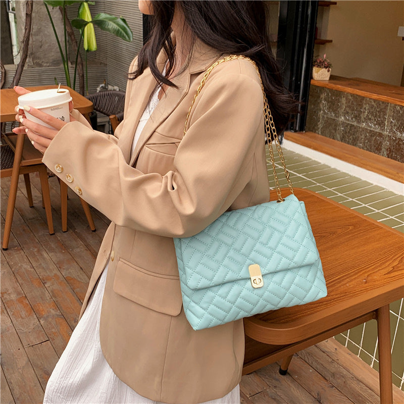Quilted Chain-Handled Evening Handbag