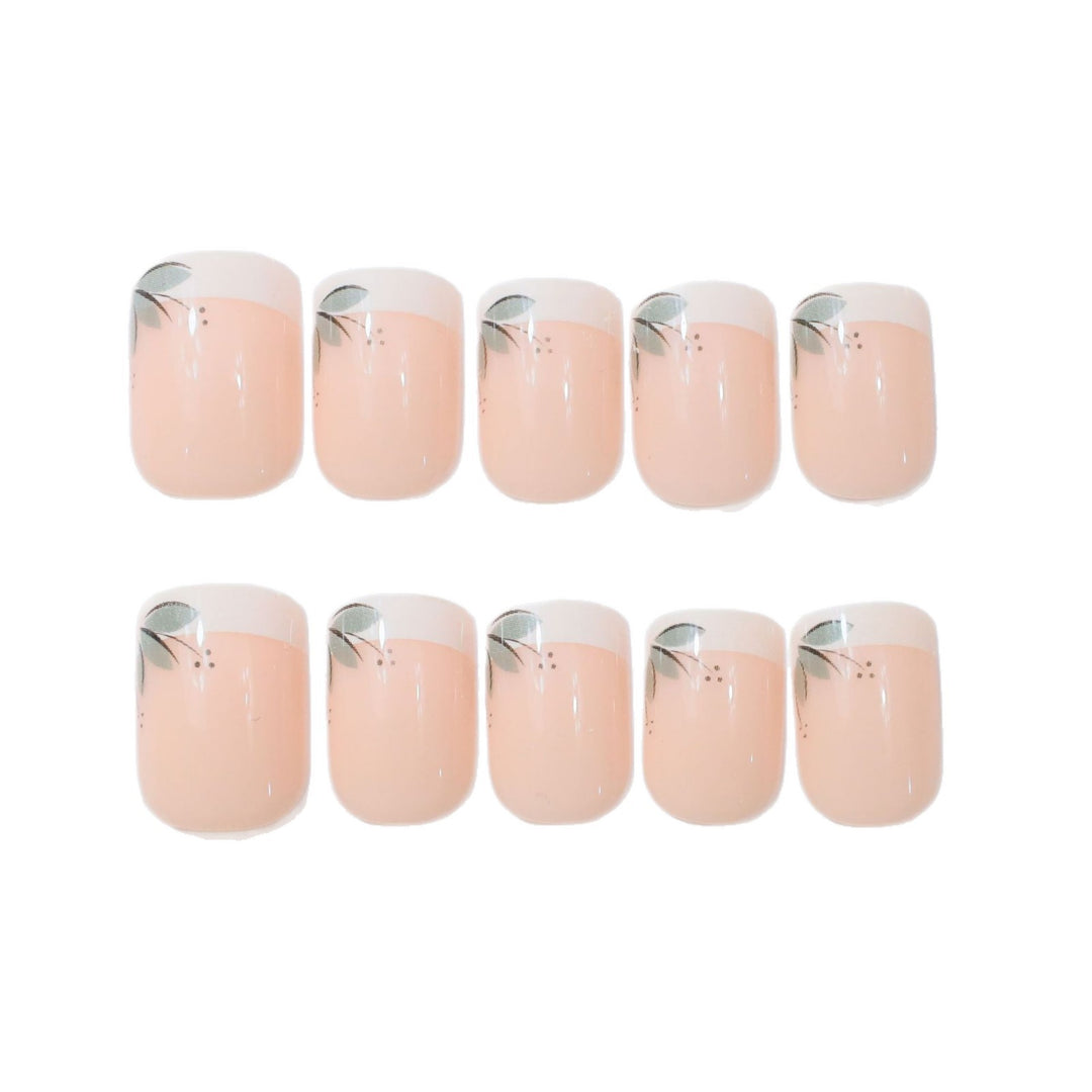 Elegant French Tip Floral Nail Enhancements Stornfield