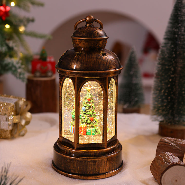 Illuminated Christmas lantern with Santa Claus scene Stornfield