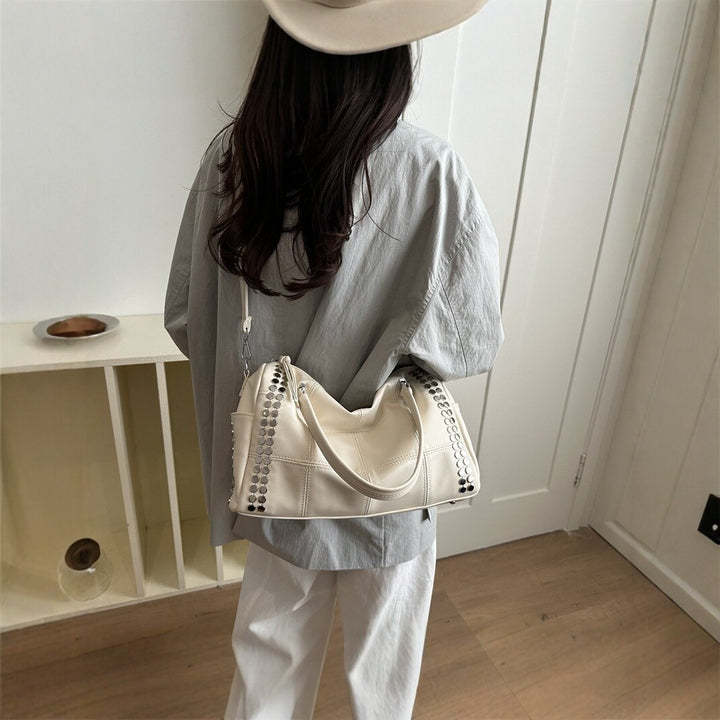 Studded Faux Leather Duffel Bag