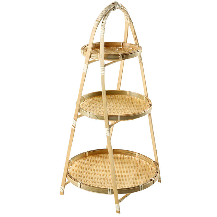 Unisex Three-Tier Serving Stand made of hand-woven natural material Stornfield