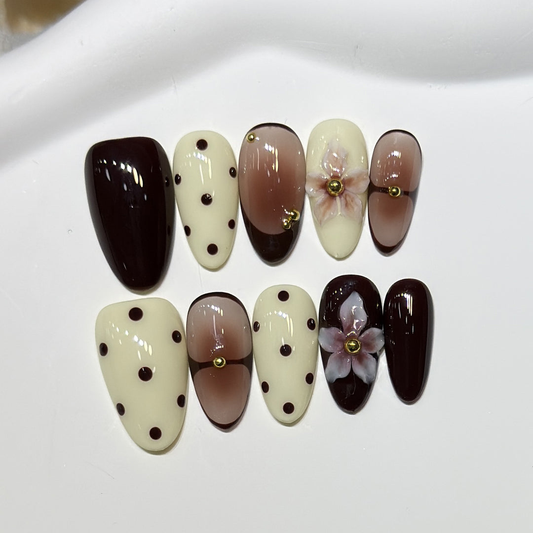 Elegant Floral Stiletto Nail Art Set Stornfield