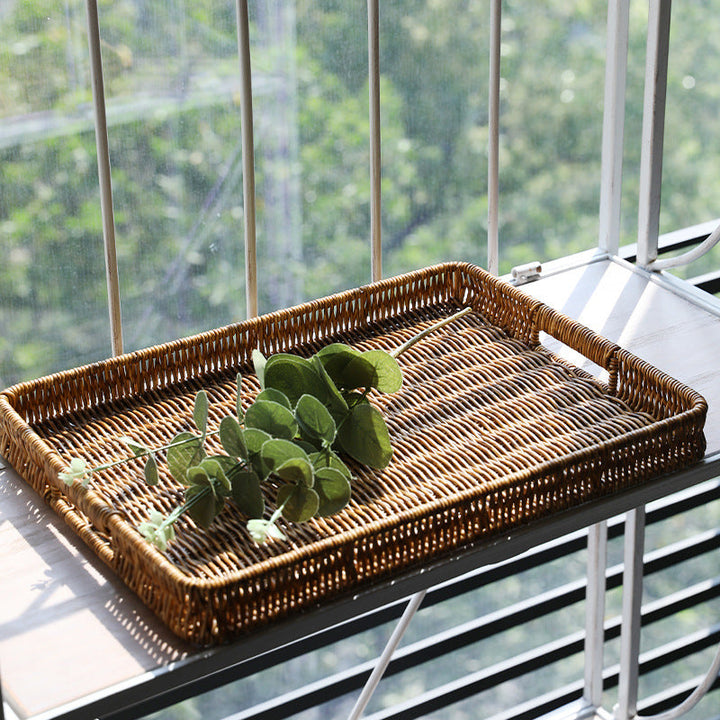 Handcrafted Rectangular Wicker Serving Tray Stornfield