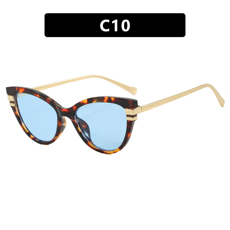Ladies Cat-Eye Sunglasses with Elegant Plastic Frame and Golden Accents Stornfield