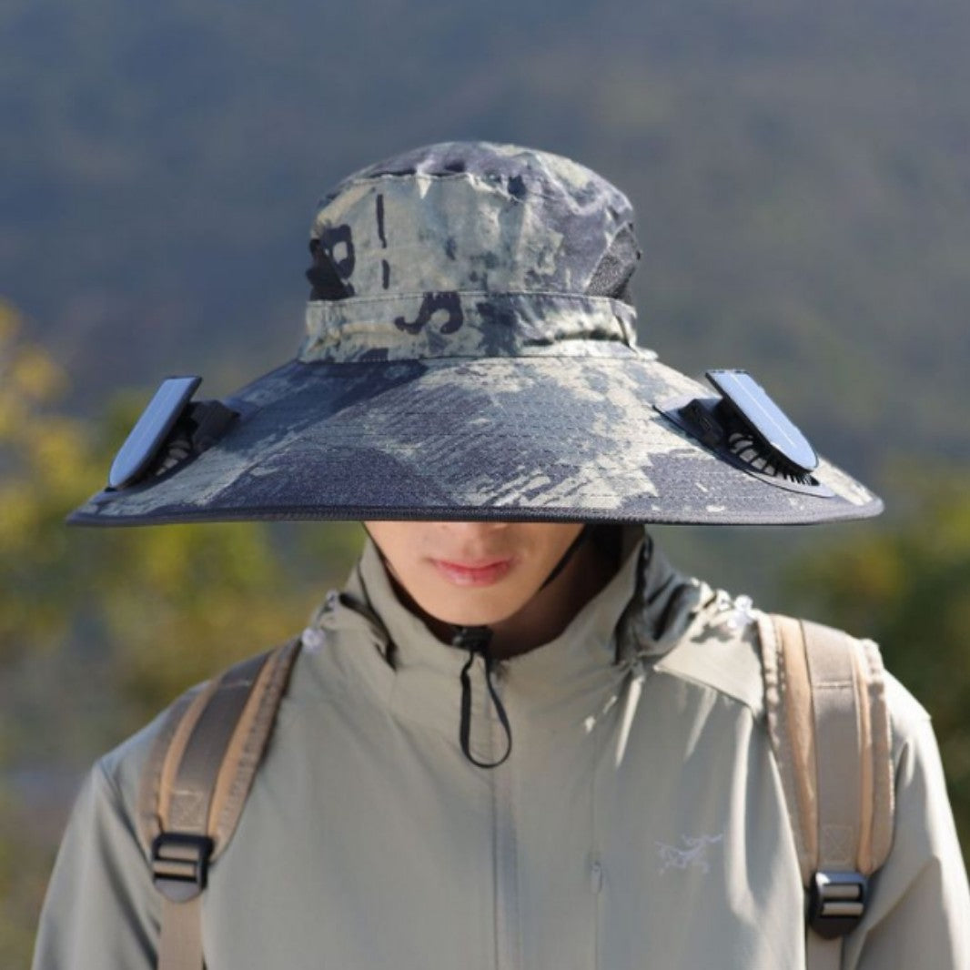 tactical fishing hat with wide brim, mesh ventilation and adjustable chin strap Stornfield