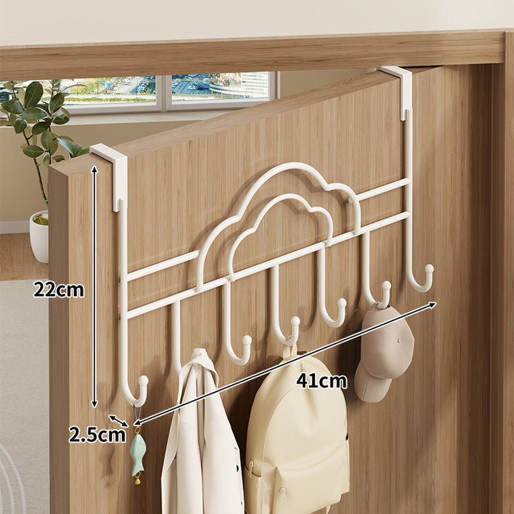 Over-Door Double-Tier Wire Mesh Storage Rack with Utility Hooks