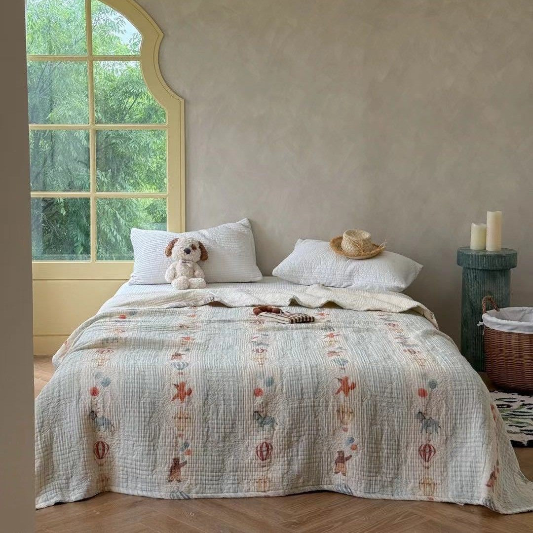 Cotton Gauze Patchwork Quilted Bedspread