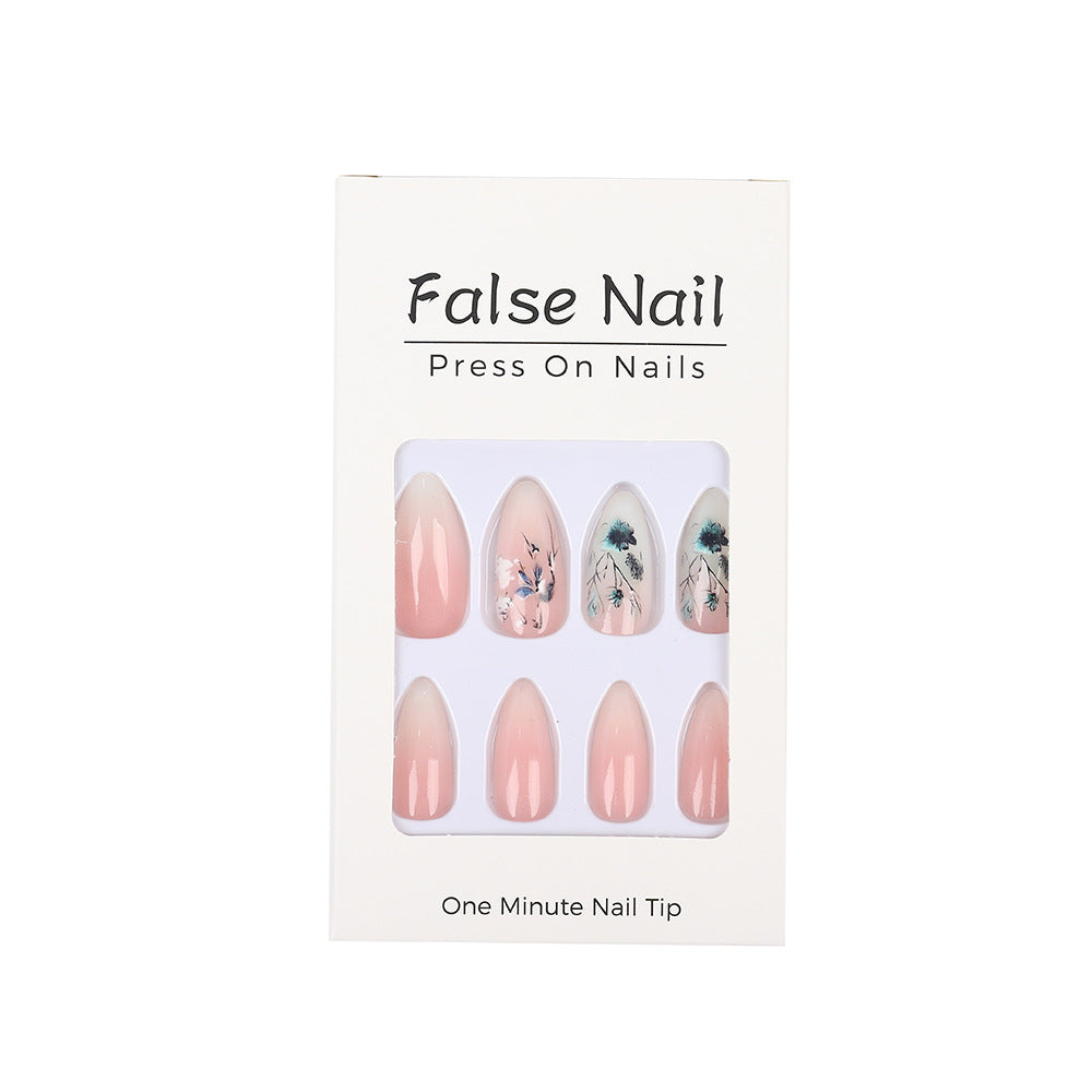 Artificial nails with flower design and shine Stornfield