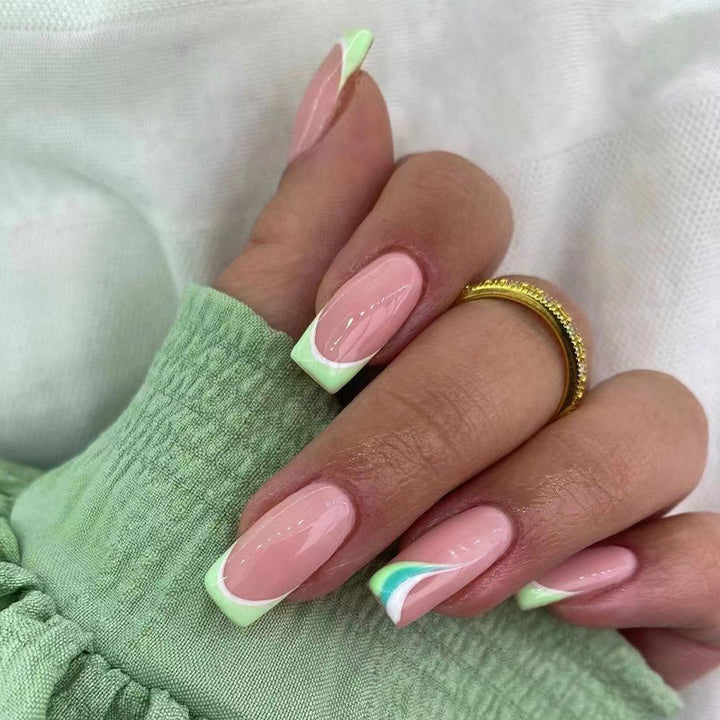 Artful Nail Extensions with Elegant Gradient and Glitter Coating Stornfield