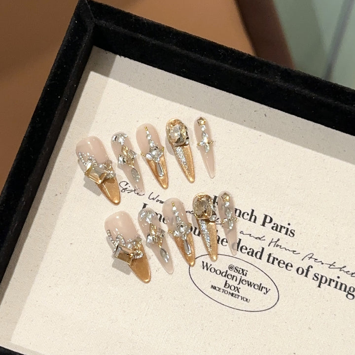 Glamorous Rhinestone-Accented Press-On Nail Kit