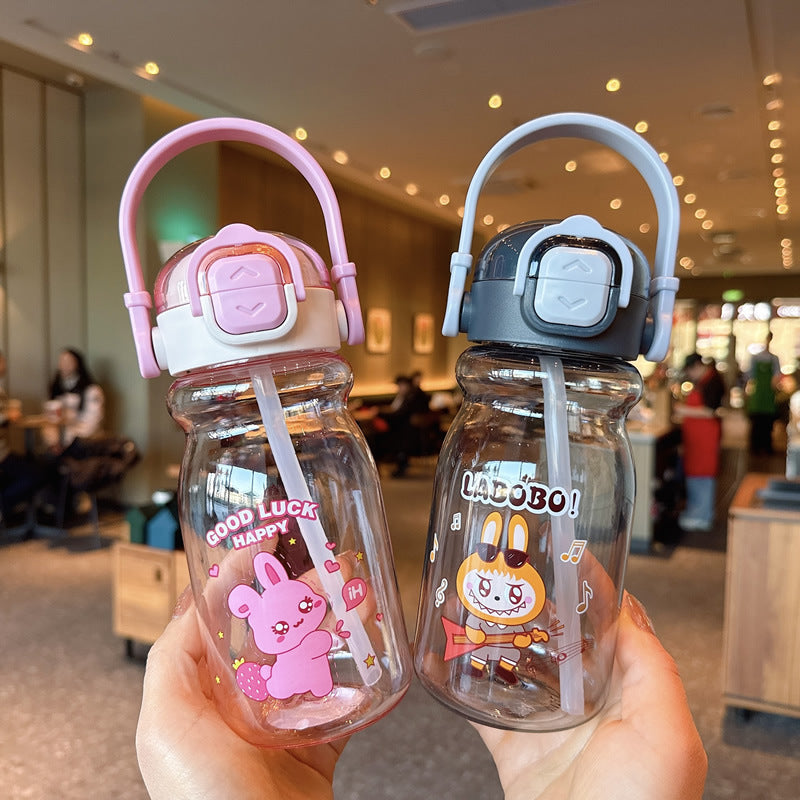 Women's Funny Plastic Drinking Bottle with Integrated Straw Function Stornfield