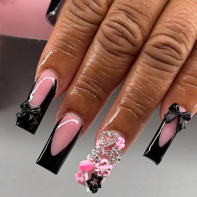 Decorative Press-On Nail Art Kit with Floral and Bow Accents Stornfield
