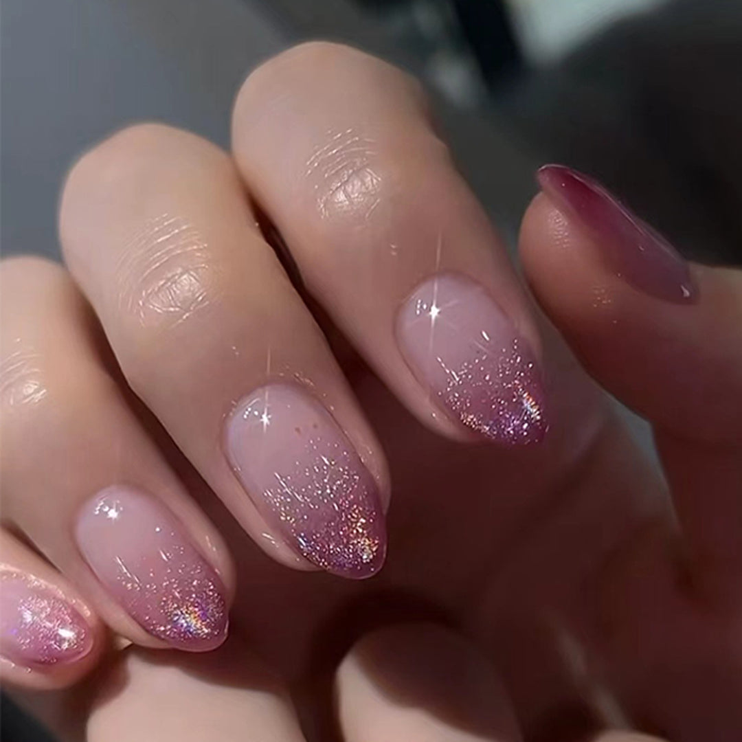 Shiny nail extensions with gentle ombre effect Stornfield