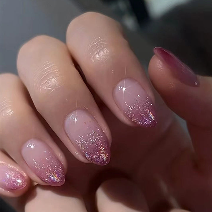 Shiny nail extensions with gentle ombre effect Stornfield