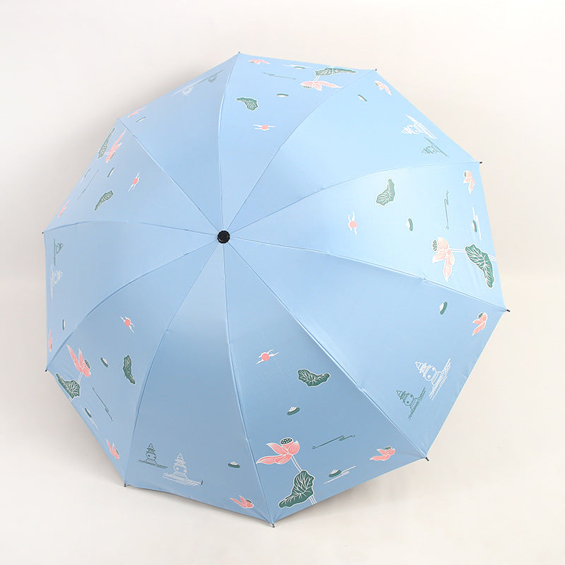 Women Folding Umbrella with Floral Accents Stornfield