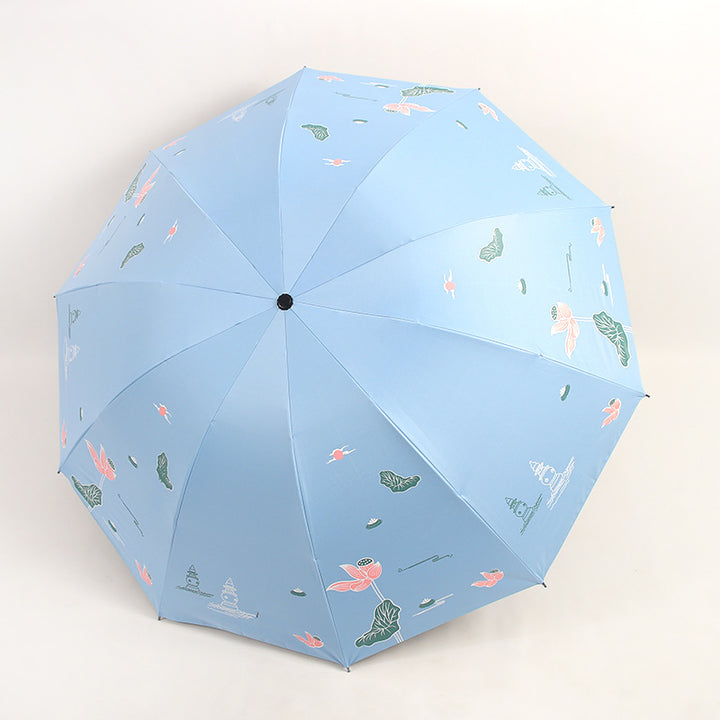 Women Folding Umbrella with Floral Accents Stornfield