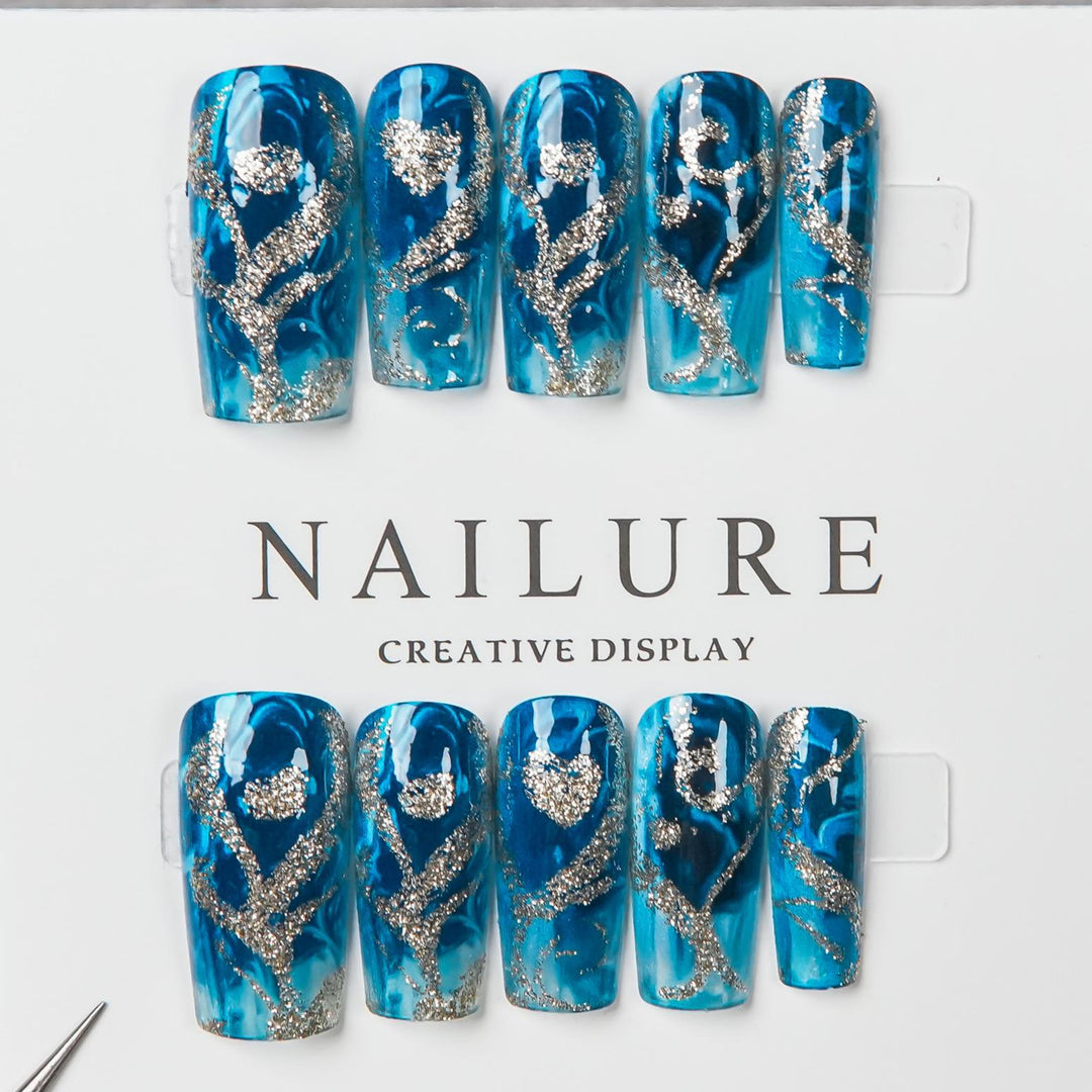 Artistic Glitter Press-On Nails