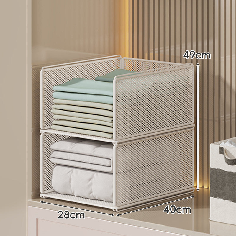 Stackable Metal Mesh Four Tier Closet Storage Drawer Organizer