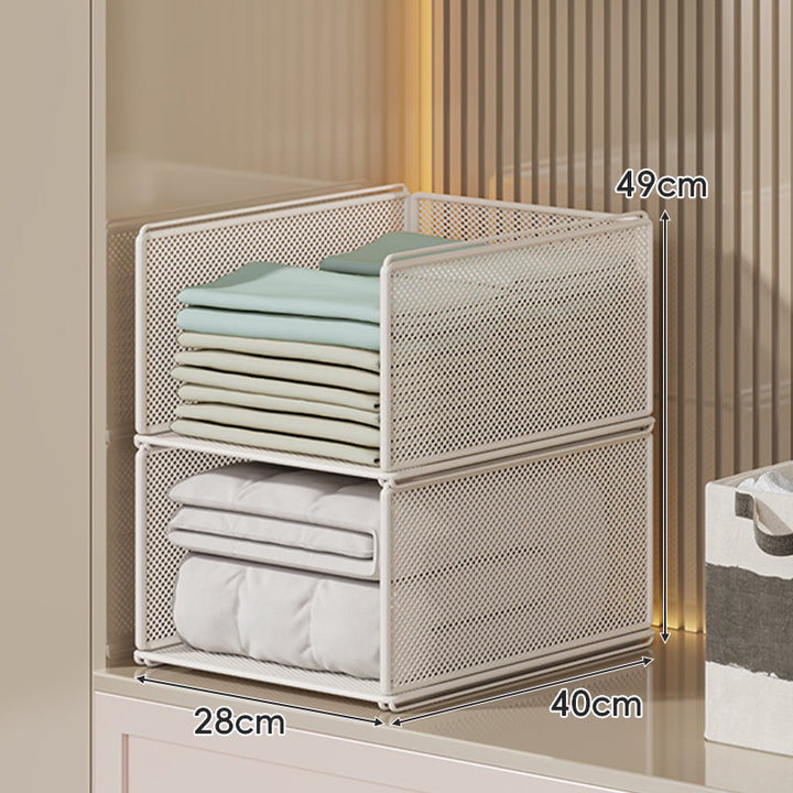 Stackable Metal Mesh Four Tier Closet Storage Drawer Organizer