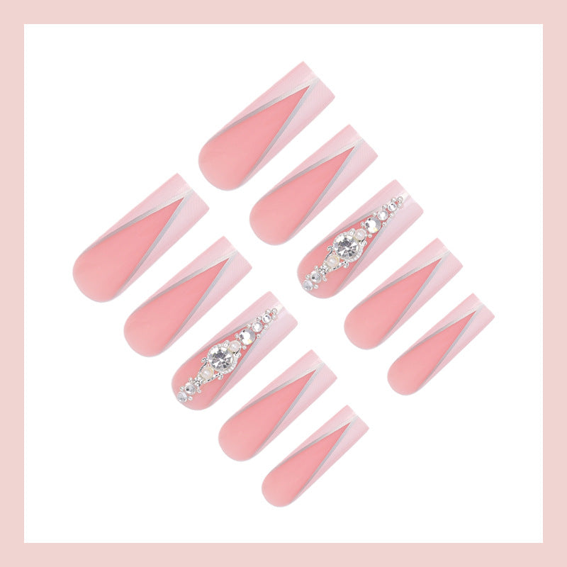 Artificial nails with elegant tips and glitter details Stornfield