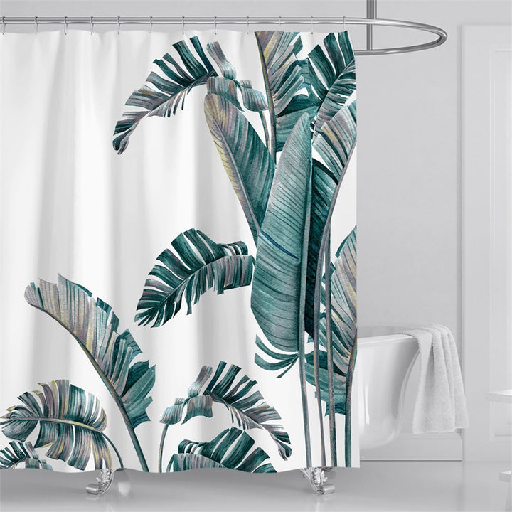 Tropical Leaf Print Shower Curtain Stornfield