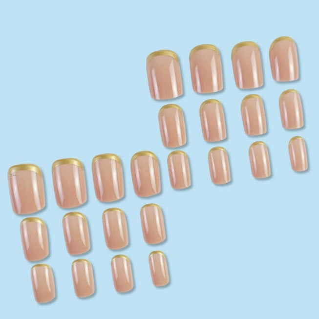 Luxurious Gold-Trimmed Gel Nail Enhancements Stornfield