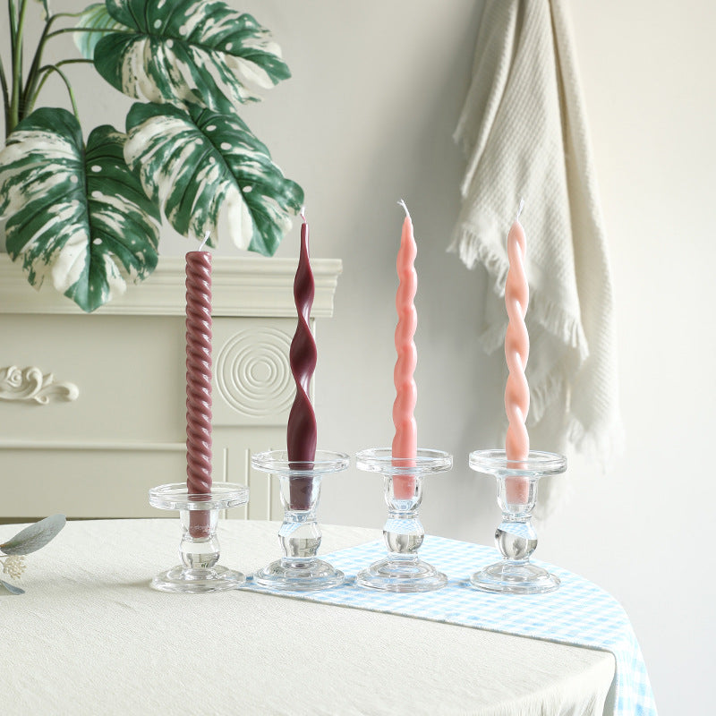 Sculptural Ribbon-Twist Taper Candle Set