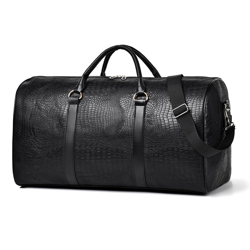 Stylish Crocodile Textured Travel Duffel