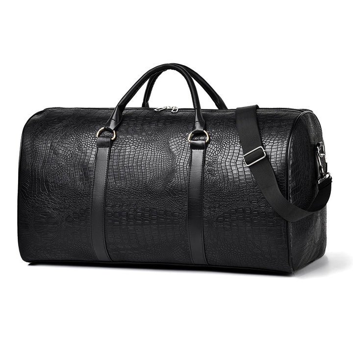 Stylish Crocodile Textured Travel Duffel