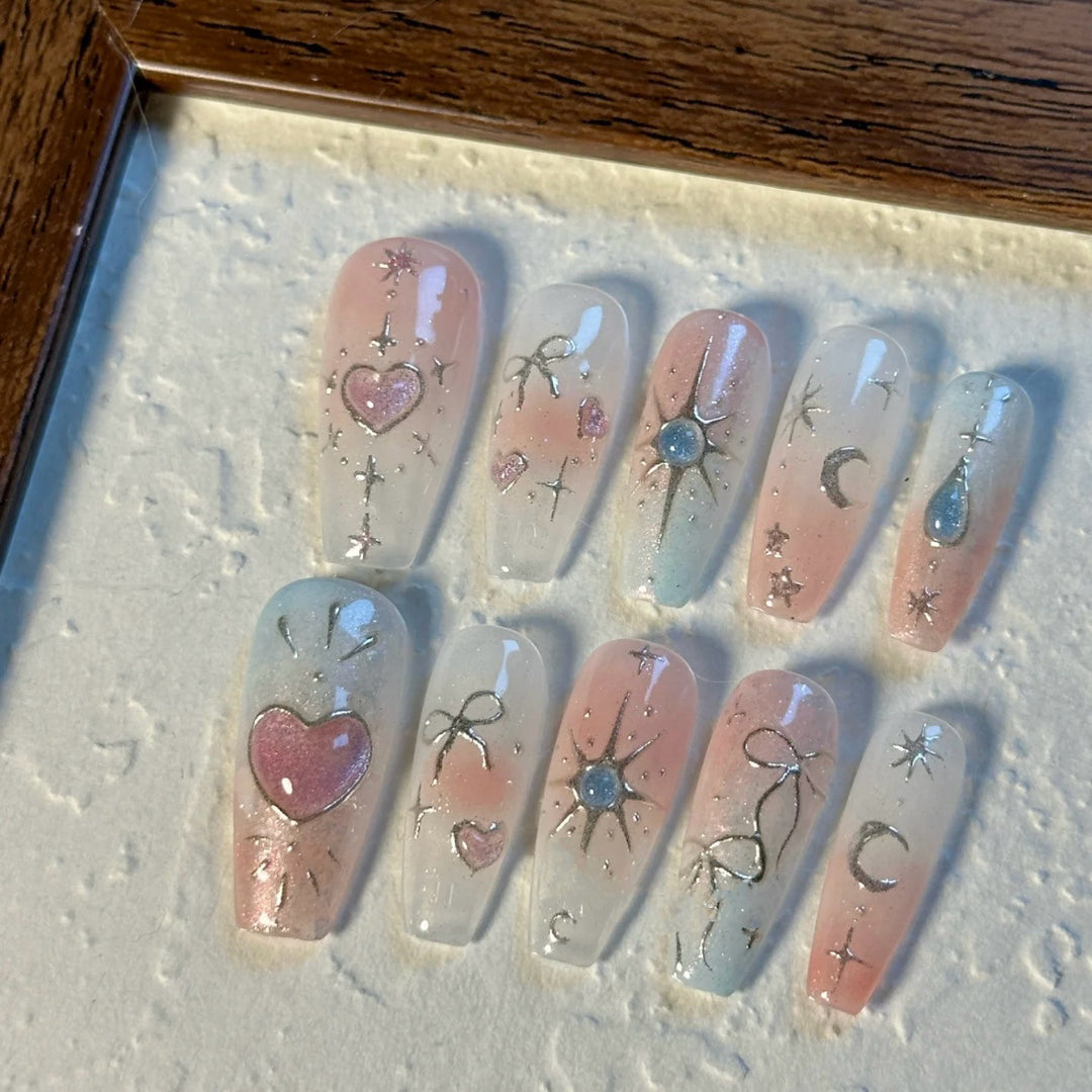 Celestial-Themed Press-On Nail Art Set