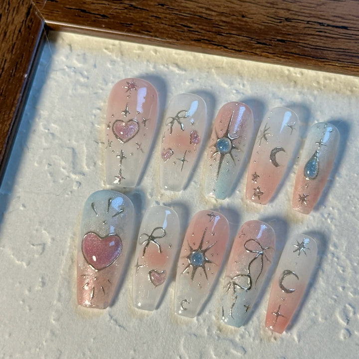 Celestial-Themed Press-On Nail Art Set