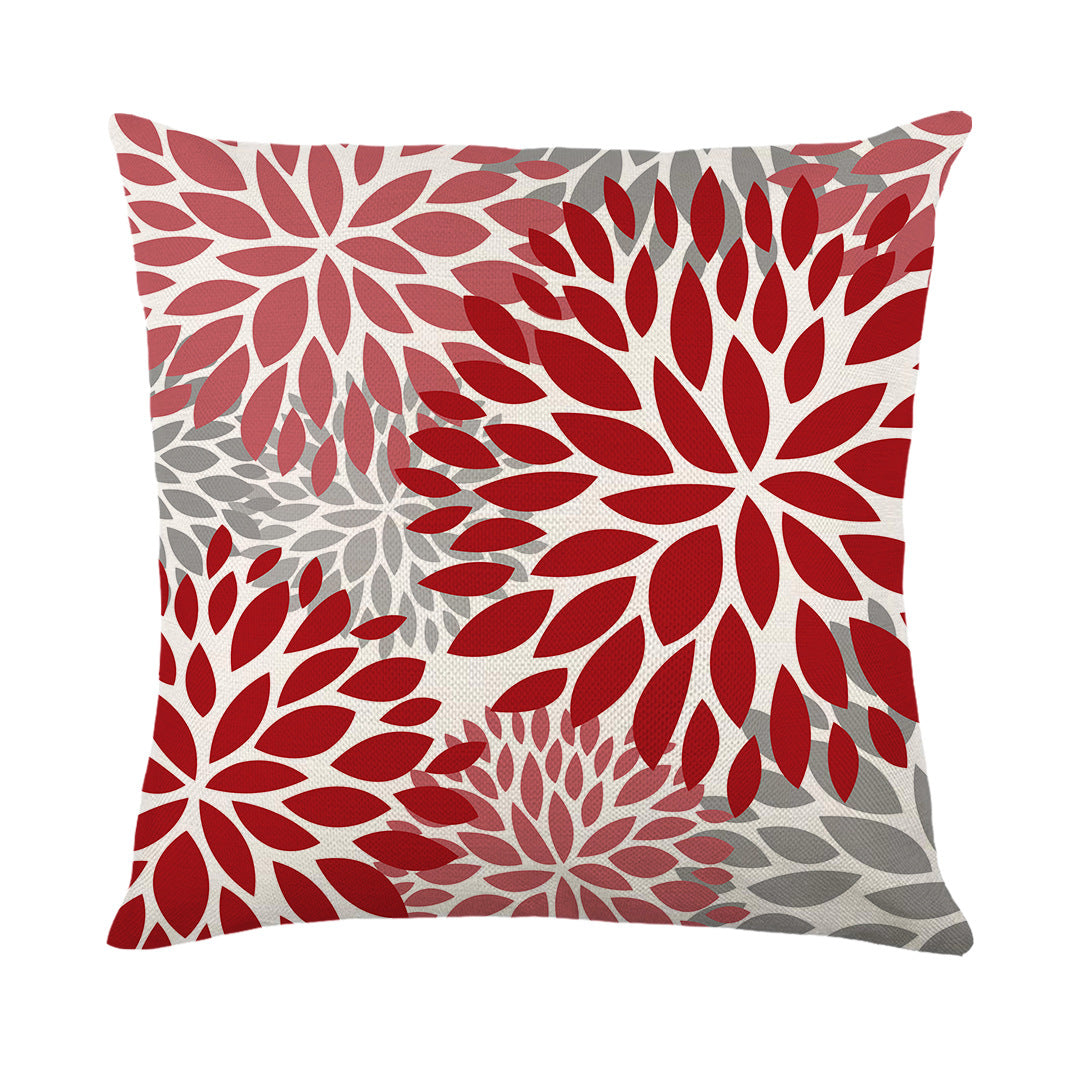 Artistic Daisy Print Linen Throw Pillow