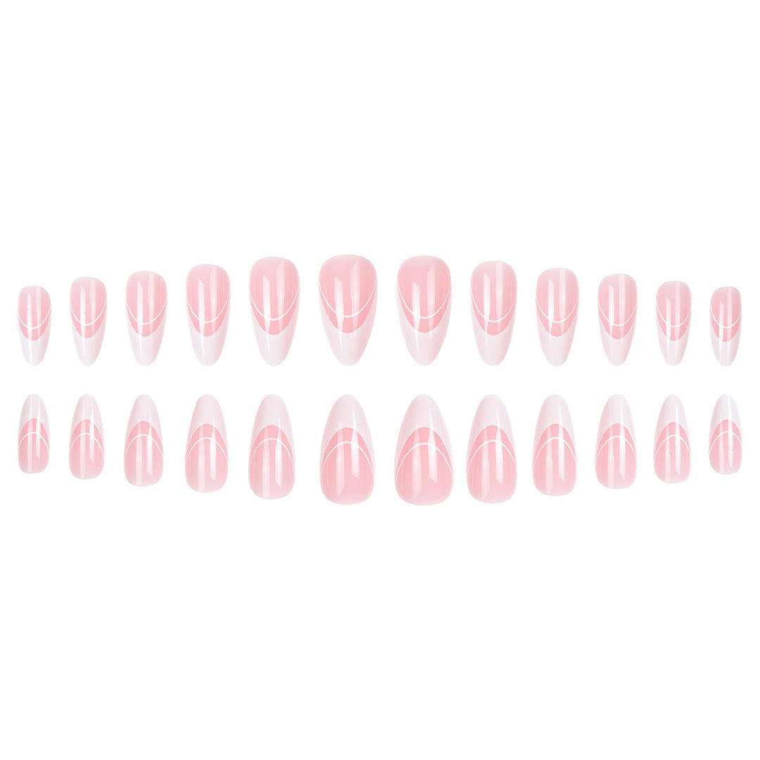 Elegant Stiletto Press-On Nails with Artistic Lines Stornfield