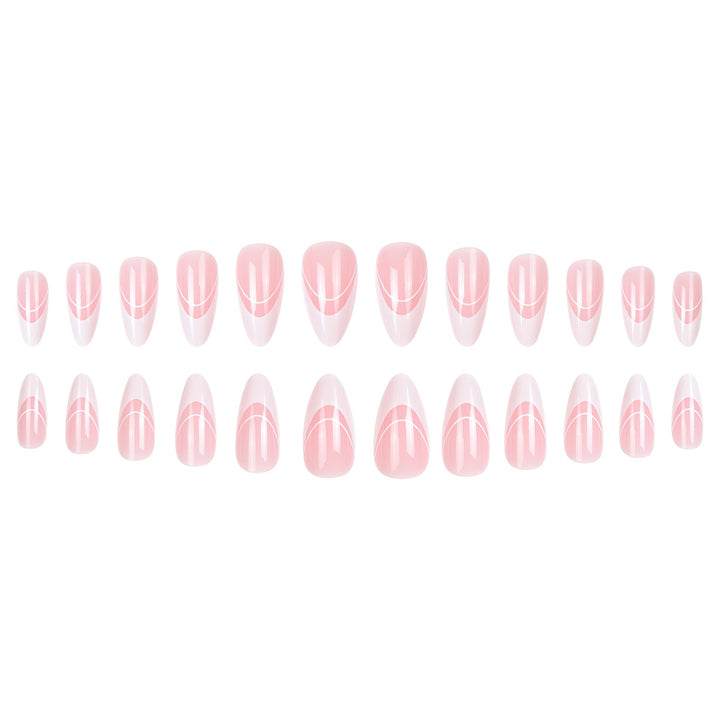 Elegant Stiletto Press-On Nails with Artistic Lines Stornfield