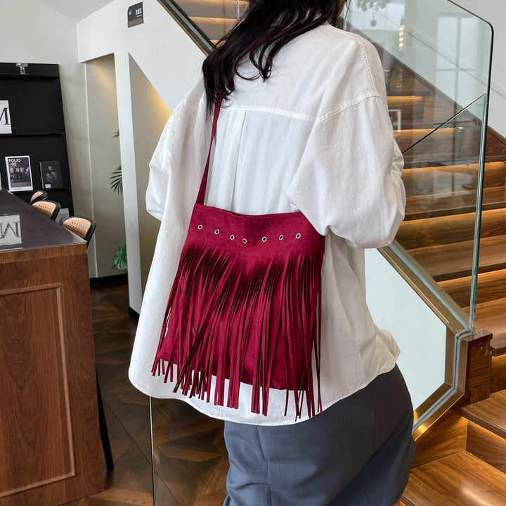 Suede Fringe Crossbody Bag